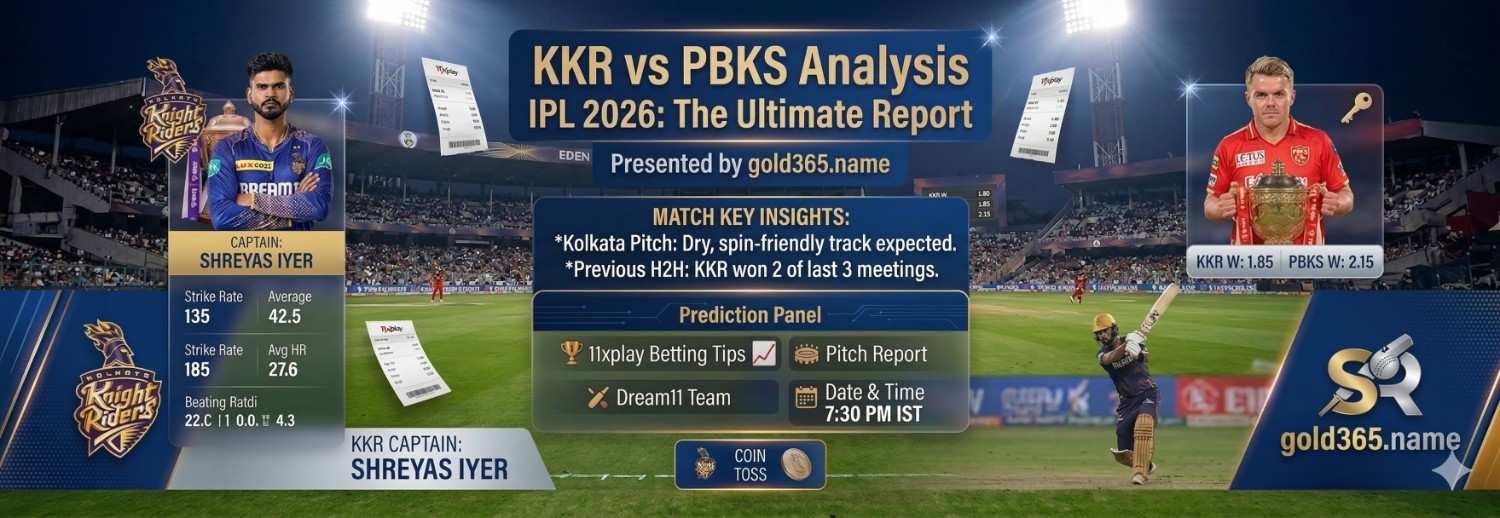 KKR vs PBKS Prediction 2026: Kaun Jeetega? Gold365 Betting Tips, Pitch Report & Dream11 Team