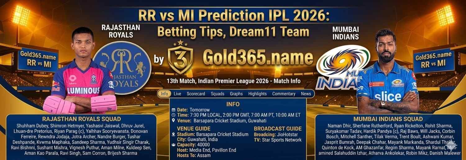 RR vs MI Prediction 2026: Live Betting Odds + Get Your Gold365 ID Instantly