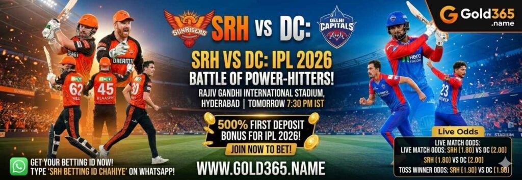SRH vs DC IPL 2026: Sunrisers Hyderabad vs Delhi Capitals – Complete Match Preview & Get Gold365 IPL ID