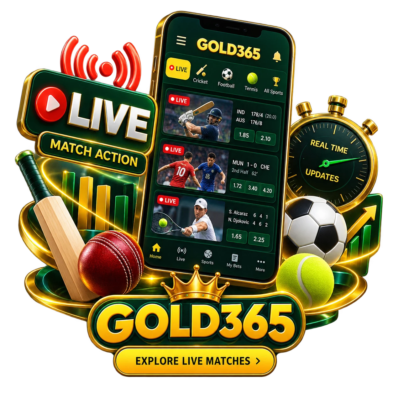 Gold365 live sports match dashboard